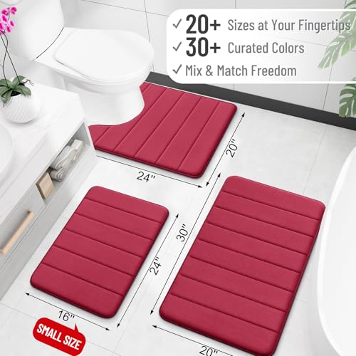OLANLY Memory Foam Toilet Rugs U Shaped 24x20, Super Soft Absorbent Contour Bath Rugs, Quick Dry, Machine Washable Toilet Mat, Bathmat Floor Carpet, Bathroom Home Decor Accessories, Burgundy - color: Burgundy, size: 24" X 20" Contour Rug