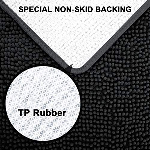 Secura Bathroom Rugs 17x24 Inches – Thick Plush Bath Mat, Ultra Soft Absorbent Bathroom Mat, Non Slip Machine Washable Bath Rugs for Tub, Shower Room Floor (Black) - color: Black, size: 1'5" x 2' (Rectangular)
