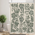84" Extra Long Bathroom Shower Curtain, Sage Green Boho Wildflower Floral Design, 72x84 Inch Polyester Fabric with 12 Hooks - color: Green, size: 72"W x 84"L (Pack of 1)