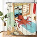 Fabric Shower Curtain with Hooks, Waterproof & Washable & Polyester, Fun Japanese Anime Octopus Shower Curtains for Bathroom, Cute Funny Whimsical Animal Bathroom Curtain, House Gift, 71x74 Inch - color: Fun Octopus