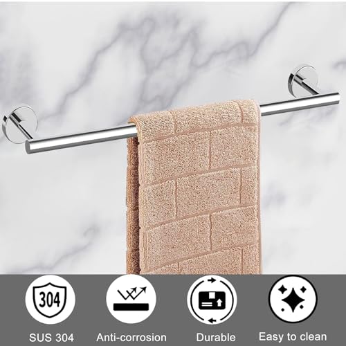 Cilee 10 Piece Chrome Bathroom Accessories Set, 24inch Polished Chrome Towel Bar Ring+Toilet Paper Holder+ Robe Towel Hook SUS304 Stainless Steel Bathroon Hardware Set - color: B Chrome, size: 24inch