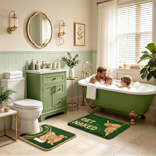 2PCS Highland Cow Bathroom Rug Set, Funny Non Slip Bath Mat & Toilet Rug | Matching Highland Cow Design • Funny Farmhouse Bathroom Decor • Quick Dry • Absorbent • Great Housewarming Gift - color: Highland Cow