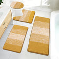 Bsmathom Bathroom Rug Set Bath Rugs Microfiber Non Slip Bathroom Set 4 Piece with Toilet Cover, Washable Absorbent Bath Mat, Mustard - color: Mustard, size: 18"x26"+18"x48"+U20"x24"+Cover19"x21"