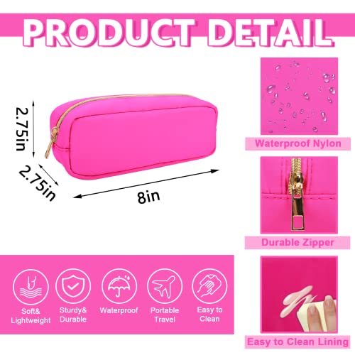 Small Pencil Case Makeup Bag for Purse, Cute Pencil Pouch Preppy Nylon Makeup Brush Bag with Zipper , Girls Portable Stationery Storage Case Small Pen Bag for Office School College(Slim-Bubblegum) - color: Bubblegum, size: Slim