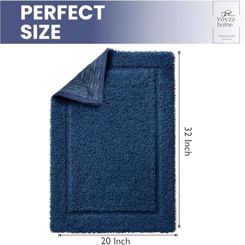 voyzz home Luxurious 100% Cotton Bathroom Rug Mats - Featuring Ultra-Soft Plushness, Non-Slip Design, Thickness, and Washability. Enhancing Home Decor, Bath Mat Measuring 20"x32" Plain Blue.… - color: Blue Plain Single 20x32