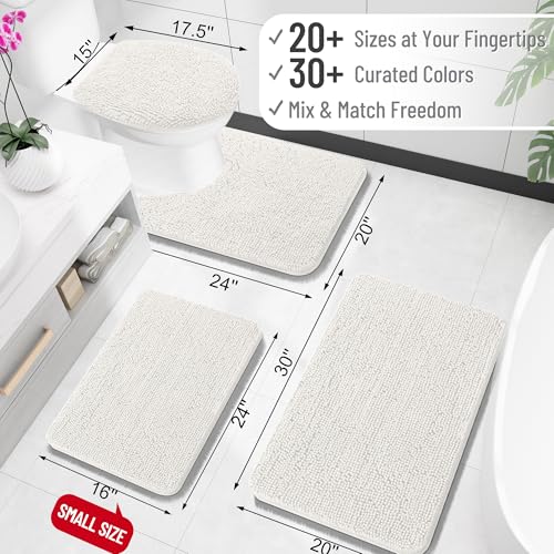 OLANLY Toilet Rugs U-Shaped 20x20, Extra Soft Absorbent Chenille Contour Bathroom Rugs for Toilet, Dry Quickly, Machine Washable, Non-Slip Bath Mat, Ivory - color: Ivory, size: 20" X 20" Contour Rug