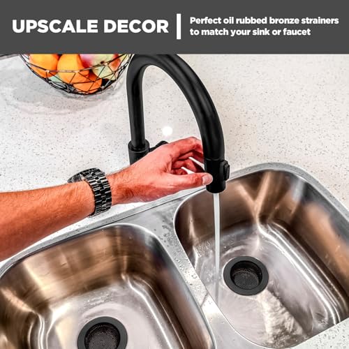 Retisee 2 Pcs Sink Strainer Stainless Steel Kitchen Sink Drain Strainer Basket Cover Mesh Hair Food Catcher, Large Wide Rim of 4.4 Diameter(Matte Black) - color: Matte Black