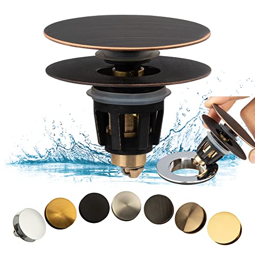 Artiwell Universal Bathroom Sink Drain Stopper, Fits Most Pop-Up Drains for Vessel Sink Lavatory Vanity, Sink Drain Strainer with Detachable Hair Catcher, Tested by Plumber in US (Oil Rubbed Bronze) - color: Oil Rubbed Bronze