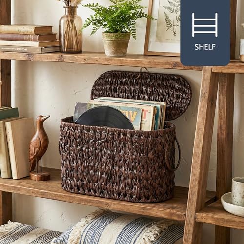 Coeusy Toilet Paper Basket with Lid, Wicker Basket for Bathroom Organizers and Storage, Holds Up to 6 Mega Rolls, Decorative Hand-Woven Rattan Bathroom Decor Accessories, Brown - color: Brown