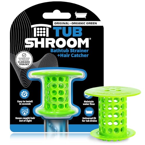 TubShroom Bathtub Drain Hair Catcher – In-Drain Tub Strainer & Clog Prevention Protector, Fits Standard 1.4”–1.75” Tub Drains, Easy Clean, Captures Human & Pet Hair out of Sight (Green) - color: Green