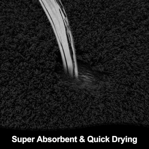 Bathroom Rugs 30"x20", Extra Soft Absorbent Plush Bath Mat Rubber Backing Quick Dry, Machine Washable Bath Mats for Bathroom Tub, Floor, Shower, Bedroom, Black - color: Black, size: 30" x 20"