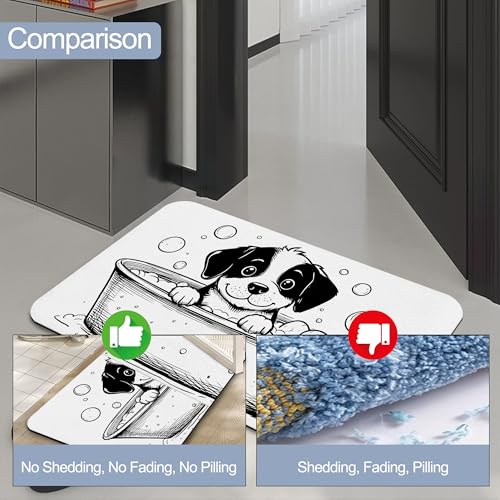 Diatomaceous Bathroom Rugs,Cute Dog Bathroom Decor,Bubble Tub Non Slip Bath Mat,Quick Dry Easy to Clean Care Shower Rug for Home Dorm Low Profile Floor Mat 17 X 29.5 Inch - color: Cute Dog