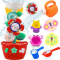 Baby Girl Bath Toys for Kids Ages 1-3 Water Table Suction Spinning Tub Toys Toddler Bathtub Toys with Stacking Cups for Infants 12 18 Months+ - style: With 3PCS Stacking Cups