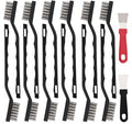 12 Pcs Mini Stainless Steel Wire Brush Set, Wire Scratch Brush | Wire Scratch Brush with Curved Handle, Cleaning Weld Slag and Rust - style: Stainless Steel
