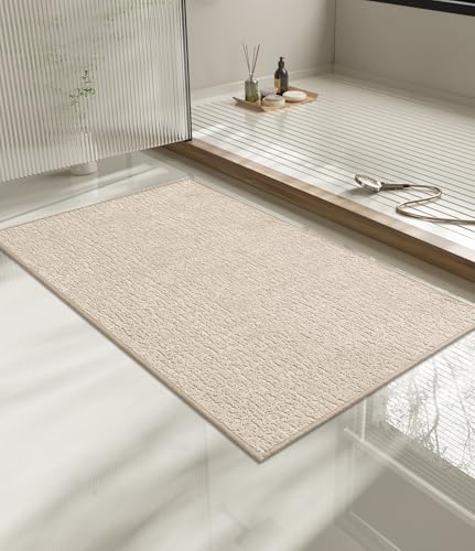 chakme Bathroom Rugs Mat 36x24, Ultra Thin Non Slip Bath Mat Quick Dry Absorbent Bath Mat for Bathroom Floor, (Light Beige, 36"x24") - color: Light Beige, size: 3'x 2'(Rectangular)