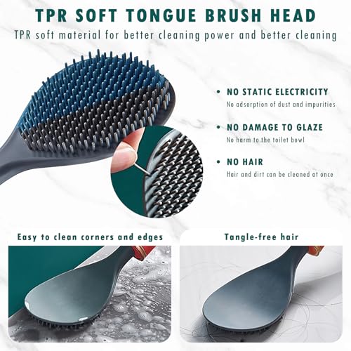 Modern Flexible Silicone Toilet Caspa, Silicone Toilet Bowl Brush and Holder Set, Flat Flexible Brush Holder Set, Water Drop Toilet Brush, Toilet Wand Cleaning Kit Wall Mounted, White