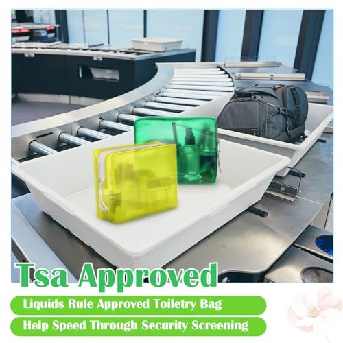 8 Pack TSA Approved Travel Toiletry Bags Frosted Translucent Leak-proof Cosmetic Makeup Bags for Women Men Travel Organizer Airport Security(Green,6.7 x 5.5 x 1.8 Inch) - color: Green, size: 6.7 x 5.5 x 1.8 Inch