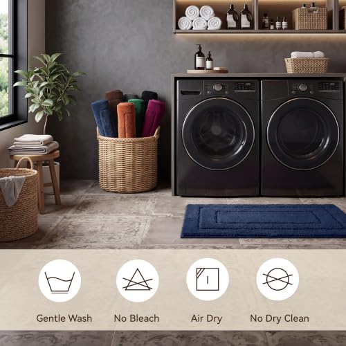 GRANNY SAYS Deep Blue Bathroom Rug, 20" x 32", Non-Slip, Water Absorbent, Microfiber, Machine Wash Dry - color: Deep Blue, size: 1'8" x 2'8" (20" x 32")