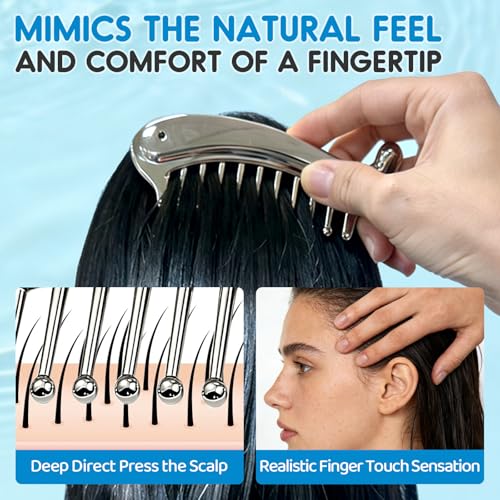 Gua Sha Tool For Face, Metal Gua Sha Comb For Scalp Massage & Scalp Gua Sha | Fixed Massage Points For Deep Scalp Massage & Head Gua Sha. Portable Massage Comb For Women, Relax Anytime At Home & Office - color: Stainless Steel Gua Sha