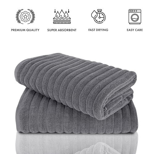 Classic Turkish Towels CTT - Premium 2 Piece Jumbo Bath Sheets, 100% Turkish Cotton, Absorbent & Ultra Comfy Bath Towel Sheets for Hotels & Spa | 40"x65" (Grey) - color: Grey, size: 2-Piece Bath Sheets
