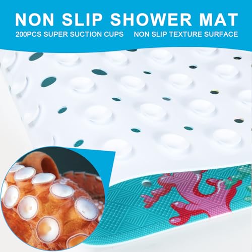 XIYUNTE Baby Bath Mat for Tub Non Slip Kids Bath Mat - 40''x16'' Extra Long Cartoon Bathtub Mat Non Slip Kids Shower Mat Eco-Friendly Toddler Bath Mats with Suction Cups, Machine Washable - color: F-color