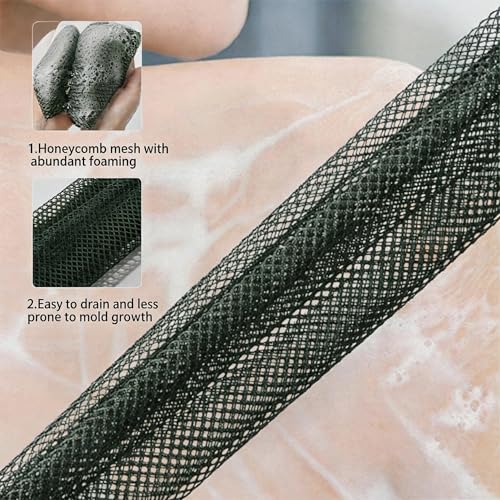 Exfoliating Bath Towel Set for Women Strong Cleaning Back Scrubber - color: Deep Green