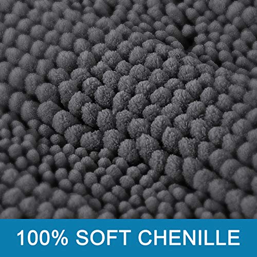 H.VERSAILTEX Bath Rugs for Bathroom Non Slip Bath Mats Extra Thick Chenille Striped Rug 20" x 32" Absorbent Non Skid Fluffy Soft Shaggy Washable Dry Fast Plush Mat for Indoor, Bath Room, Tub - Grey - color: Grey, size: 20" x 32"