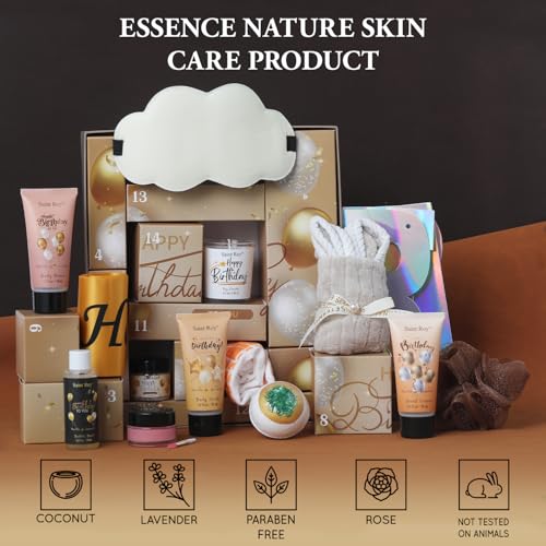 Birthday Bath Gifts, Spa Gift Basket for Women & Men Birthday Spa Gift Box | Home Spa Set, Beauty Personal Care Bath Essentials, Butter, Candle, happy birthday gifts box for women bath and body care