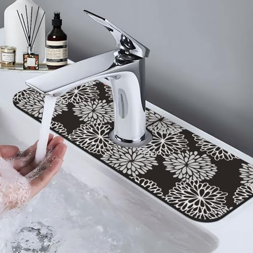 Floral 15" X 5.5" Kitchen Sink Splash Guard Faucet Faucet Guard Draining Mat Sink Splash Guard Faucet Kitchen Bathroom - color: Floral