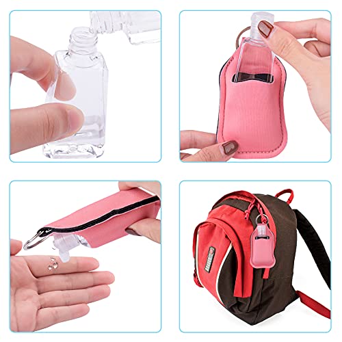Duufin 60 Pcs Hand Sanitizer Holder Keychain Empty Travel Bottle Set | Including 30 Pcs Hand Sanitizer Keychain Holder and 30 Pcs Refillable Empty Travel Bottles for Backpack Purse, 15 Solid Color - color: Colorful Patternless