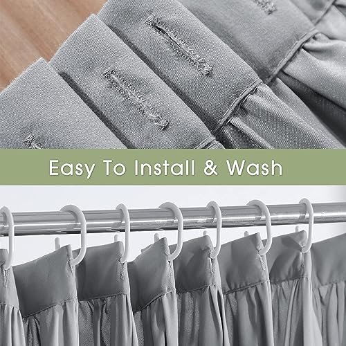 Homechoice Decor Victorian Ruffle Shower Curtain, Vintage Handcrafted Bow Tie Bath Curtain for Master Bathroom, Ruched Microfiber Bathroom Curtain with 12 Buttonholes, 72" W x 84" H, Gray (LQ-10) - color: Grey, size: 72"W x 84"L (Each Curtain)