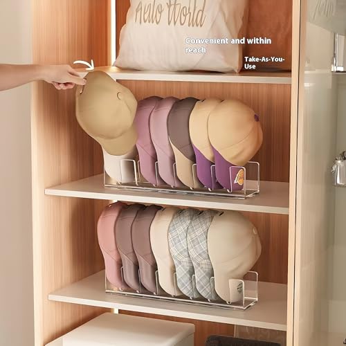 Acrylic Baseball Cap Organizer Rack 2-Pack - Holds 14 Hats, No Install Space Saving Display Stand for Closet, Bedroom, Entryway (Clear) - size: 2pack