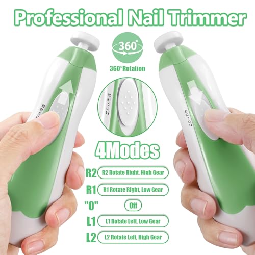Qunlions life Baby Nail Trimmer Electric, 6 in 1 Rechargeable Baby Nail Clippers Manicure Set Grooming Kit for Toddler Infant or Adults (Green) - color: Rechargeable-green