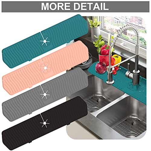 2 Pack Kitchen Faucet Sink Splash Guard, 24" x 5.6'' Upgrade Silicone Faucet Water Catcher Mat, Sink Draining Pad Behind Faucet, Rubber Drying Mat for Countertop, Bathroom, Farmhouse, RV (Black) - color: Black, size: 2 Pack