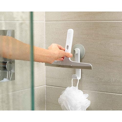 Joseph Joseph EasyStore Shower Glass Squeegee and Window Cleaner with Storage Hook, Bathroom Accessories