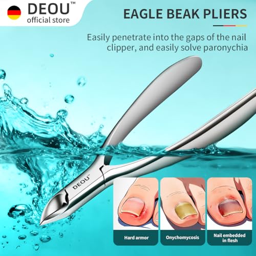 DEOU Premium Manicure Set 8 in 1, 420J2 Stainless Steel Pedicure Kit with Luxury Leather Case, Professional Grooming Tools for Travel & Home, Gifts for Men & Women - color: Gray