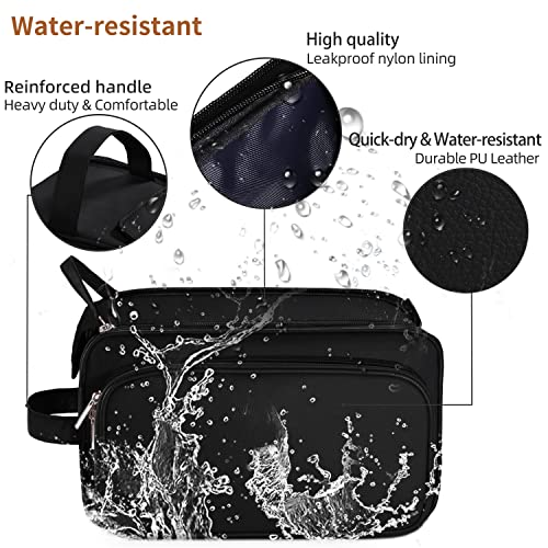 Buruis Extra Large Toiletry Bag for Men, Travel Toiletry Organizer Dopp Kit Water-resistant Shaving Bags, PU Leather Cosmetic Bathroom Shower Bag for Toiletries, Grooming, Accessories (Black) - color: Black