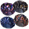 4 PCS Shower Cap for Women, Elastic and Reusable Bath Caps, Double Layers Shower Caps Reusable Waterproof, Bathing Shower Caps, Environmental Bath Hair Protection Cap - Butterfly A - color: Butterfly A