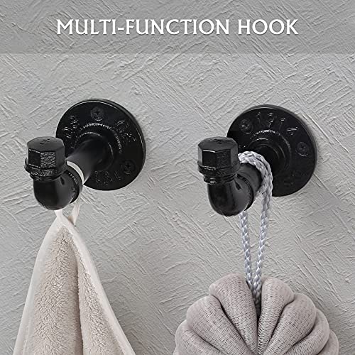 Bathroom Hardware Fixture Set Industrial Towel Bar Sets with Paper Towel Rack Wall Mount Hand Towel Holder Roll Ring Toilet Paper Holder and Pipe Robe Towel Holder Hanger for Farmhouse Home, 7 Pieces - size: 7 Pieces
