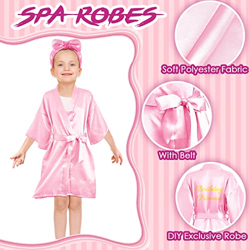 Xuhal 36 Pcs Spa Party Supplies for Girls 12 Kimono Robe V Neck Bathrobe 12 Soft Spa Headband 12 Disposable Foam - color: Pink, size: 10