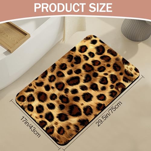 Non Slip Bath Mat,Leopard Print Bathroom Decor,Skin Texture Diatomaceous Bath Mat Quick Dry Absorbent Bathroom Rugs-Shower Rug for Kitchen Laundry Bathtub Shower 17"x29.5" - color: Leopard Print,skin Texture