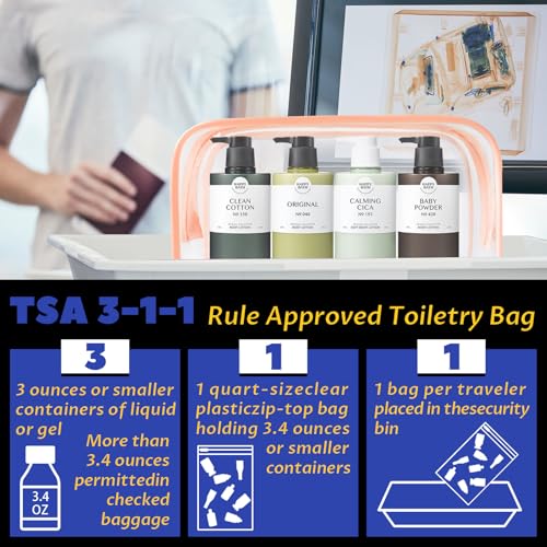 16 Pieces Clear Makeup Bags Bulk, TSA Approved Toiletry Bag for Travel, PVC Waterproof Travel Pouches Clear Pouch with Zipper for Men and Women Carry-on Travel Essentials Cosmetic Bags (Orange) - color: Orange-M