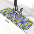 Lemon Mexican Tiles Italian Blue 15" X 5.5" Kitchen Sink Splash Guard Faucet Faucet Guard Draining Mat Sink Splash Guard Faucet Kitchen Bathroom - color: Lemon Mexican Tiles Italian Blue
