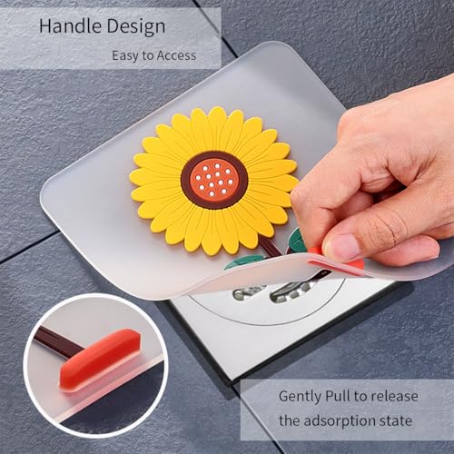 2 Pcs Drain Stopper Cover Silicone Bath Tub Stopper Flat Bathtub Plug, for Kitchen Gadgets Cute Bathroom Accessories, Flower Design