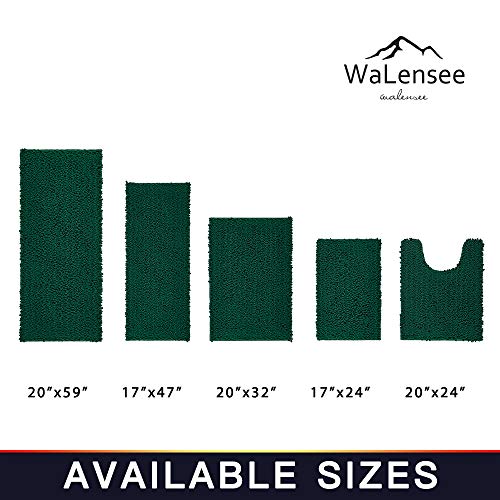 Walensee Bathroom Contour Rug Non Slip Toilet U Shaped Bath Mat (20x24, Hunter Green) Water Absorbent Super Soft Shaggy Chenille Machine Washable Dry Extra Thick Perfect Absorbant Best Plush Carpet - color: Hunter Green, size: 20"x24" Contour Rug