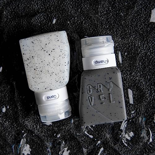 Gravel Silicone Travel Bottles for Toiletries 3oz (2-Pack) – Leakproof, BPA-Free, TSA Approved Travel Bottles with Label System for Shampoo, Conditioner, and Liquid Toiletries (Clear & Gray) - color: Clear Speckle & Gray Speckle