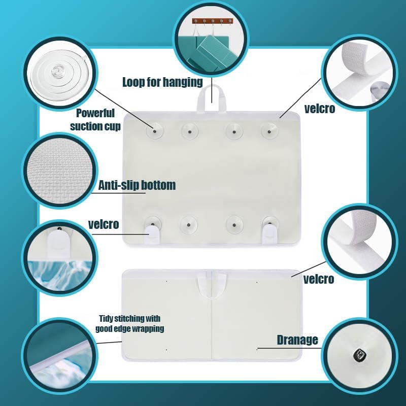 Supa Ant Bath Kneeler –8 Suction Cups & 1.5" Padding.Certified Non Toxic Bath Kneeling Pad for Bath Tub & 5 Bath Organizer. Fast Dry Baby Bath Kneeler and Elbow Rest Pad Set Blue - color: Blue With White Pockets