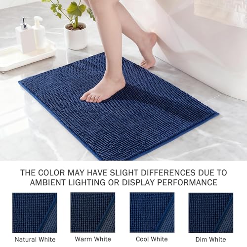 Exclusivo Mezcla Bathroom Rugs Mat 20x30, Extra Soft Absorbent Chenille Bath Rugs Mat, Quick Dry, Machine Washable Bath Mats for Bathroom Floor, Shower, Home Decor, Navy Blue