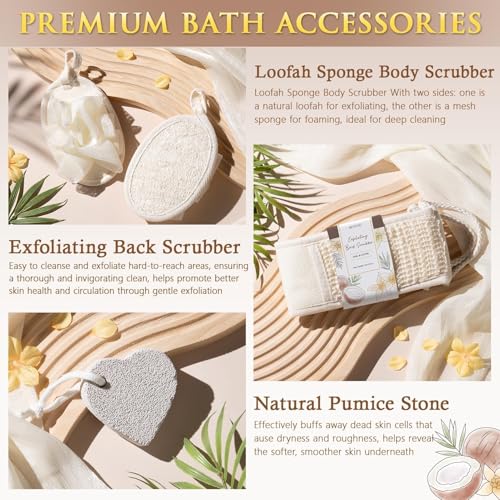 Mothers Day Birthday Gifts for Women, Vanilla Coconut Relaxing Spa Gift Baskets for Women Self Care Package Bath Gift Set, Home Bath and Body Kit Pampering Gifts for Womens Her Mom Friends Sister Wife - color: Brown-Vanilla Coconut