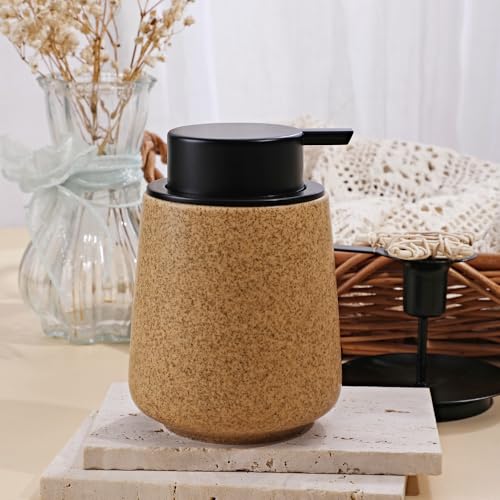 Stone-Textured Foam Ceramic Soap Dispenser, Wabi Sabi Home Décor